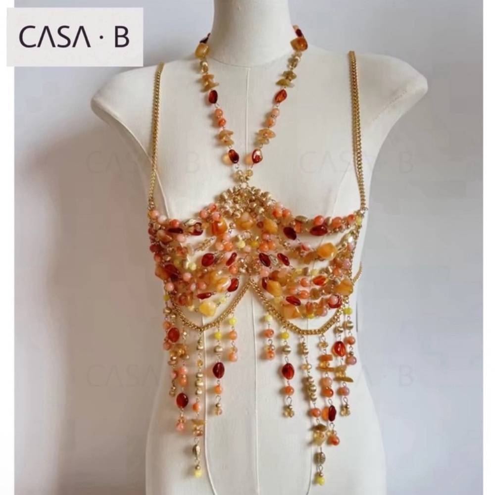 SOON💫to CASA B| The “Golden Mirage” Luxury hand-made Beaded Chain Top